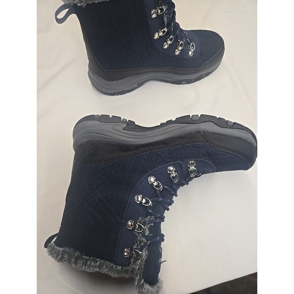 Skechers Women's Boots Size 6.5 Trego Winter Hiking Waterproof Blue Black Fur‎ - Picture 8 of 12